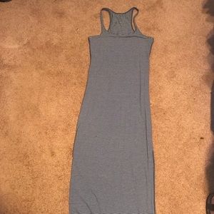 Maxi dress with side slit- blue and white